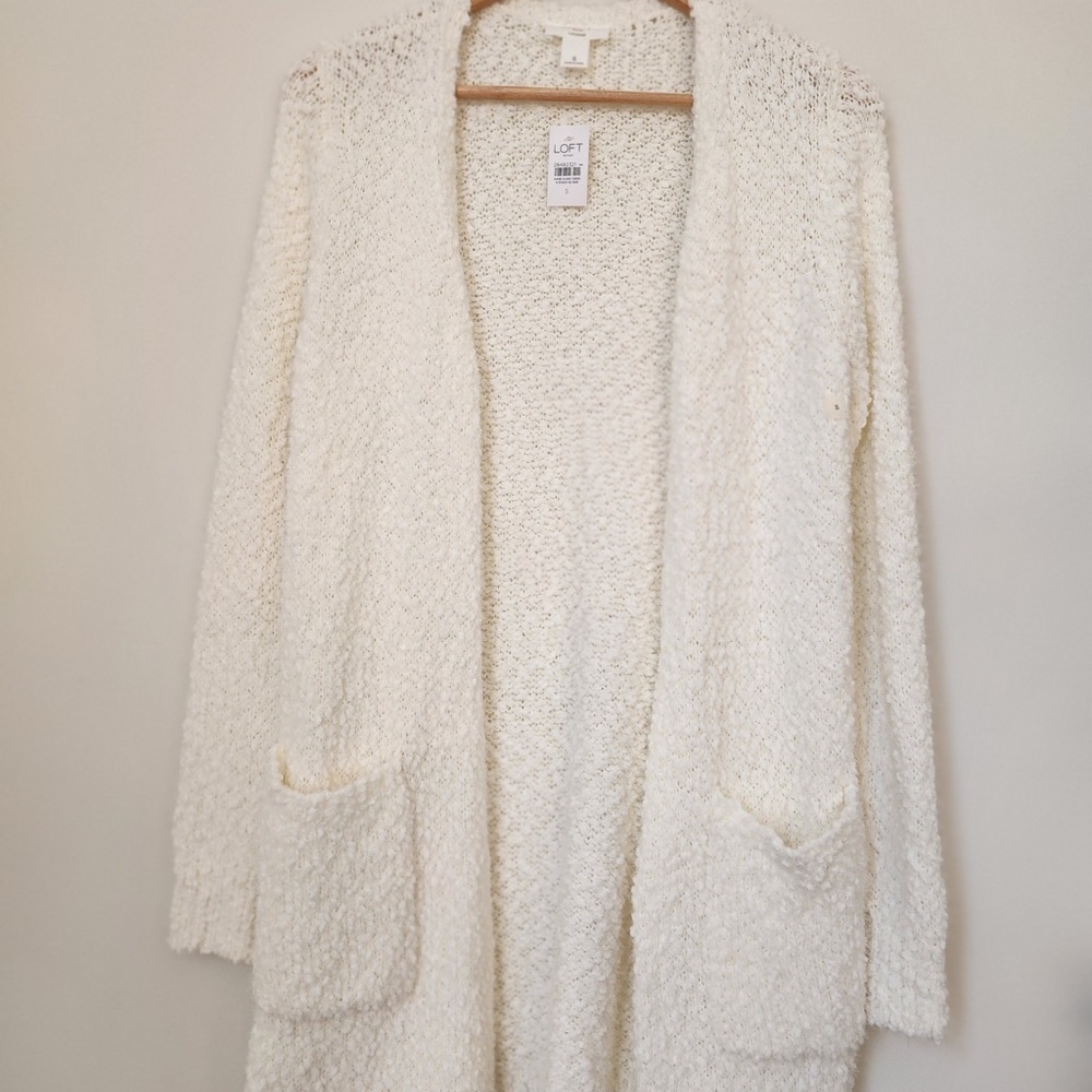Brand New LOFT Cream Chenille Cardigan - Cozy Lounge Wear with Tags"